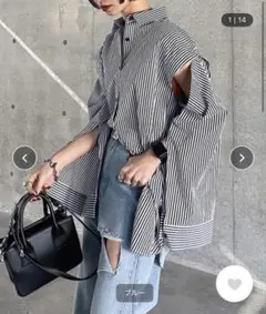 ページボーイ　ストライプ オーバーサイズ 長袖シャツ