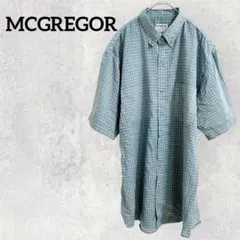 MCGREGOR マクレガー チェック柄 半袖シャツ ボタンダウン 水色