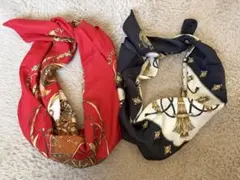 赤とネイビーのスカーフセット