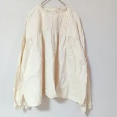 Samansa Mos2 アイボリー 長袖チュニック レース装飾 ゆったり