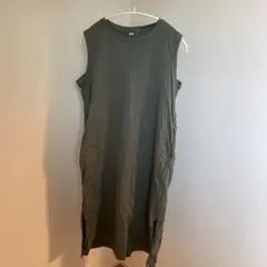 ユニクロ　オリーブグリーン ノースリーブ ワンピース M
