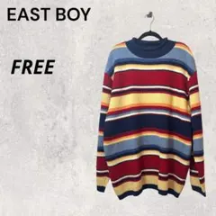 や*の様 美品 FREE マルチカラー ヨックネック ニット ボーダー ビッグシのサムネイル