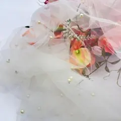 パール付き テーブルクロス ウェルカムスペース結婚式 チュール レース パーティ