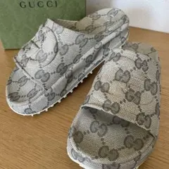 美品】GUCCI GG スライド サンダル ベージュ エボニー 8 - メルカリ