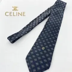 CELINE セリーヌ ネクタイ 総柄 ブルー系
