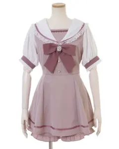 LIZLISA セーラーカラーセットアップ 半袖 ピンク