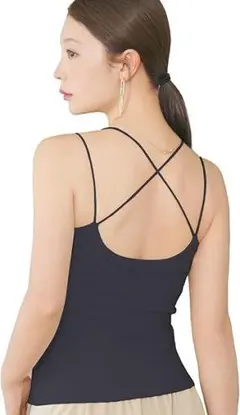 【ブラック,S)】バンビウォーター ブラトップ キャミソール カップ付き