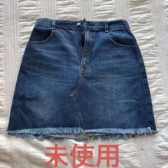 GU デニムミニスカート カットオフ フリンジ インディゴのサムネイル