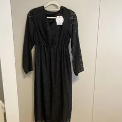 GRL 黒いレース長袖ロングワンピース