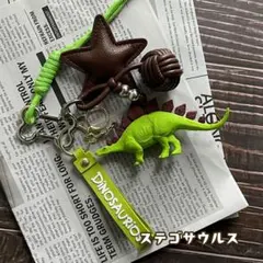 ステゴサウルス 星モチーフのキーホルダー 恐竜 キーホルダー