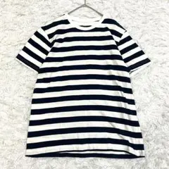 無印良品 半袖ボーダーカットソー tシャツ L 綿100% ホワイト ネイビーのサムネイル
