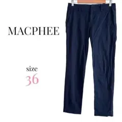 マカフィー【36】日本製 カジュアルパンツ ボトムス 無地 ストレート ネイビー