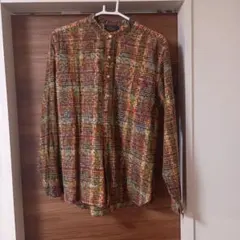 BEAMS PLUS India Madras バンドカラーシャツ M
