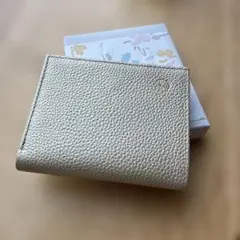 皇居シャンパンゴールド二つ折りがま口財布 箱付き