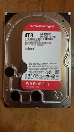 美品　Western Digital WD Red Plus 4TB HDD