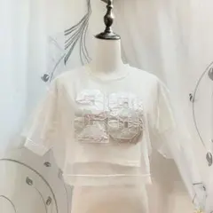 レピピアルマリオ S 重ね着 クロップド丈 ロゴ入りカットソー