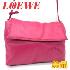 美品 ロエベ LOEWE ミニショルダーバッグ アナグラム レザー 希少 ピンク