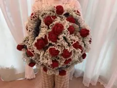 花束ブランケット 薔薇の花束 円形編み物 ハンドメイドひざ掛け用マット ショール