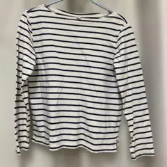 UNIQLO 白とネイビーのストライプ 長袖Tシャツ S
