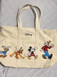 Disney キャラクター刺繍 キャンバストートバッグ