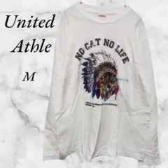 United Athle　長袖Tシャツ　猫プリント　M　ホワイト