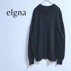 311【elgna】ウール混ビッグシルエットニット／44／ブラック／大きいサイズ