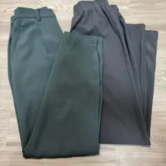 スラックス　グリーン　グレー2点セット