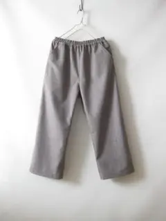 ウール混フランネルグレー×ブラウンイージーパンツ