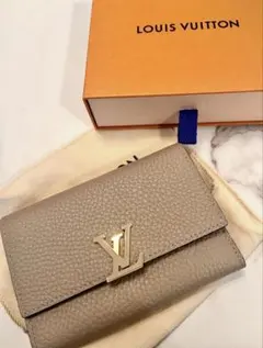 LOUIS VUITTON 三つ折り財布 グレージュG金具 ほぼ未使用カプシーヌ 