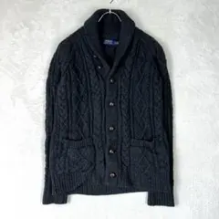 美品☆ポロラルフローレン ウールカシミヤケーブルニットカーディガン くるみボタン