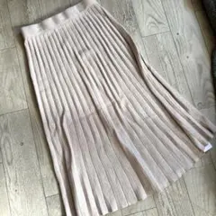 【本日限定】ニットフレアプリーツスカート　カシミヤタッチ　ウエストゴム