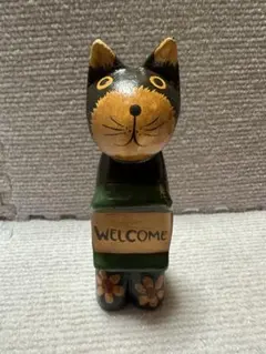 バリ雑貨　猫のWELCOME置物