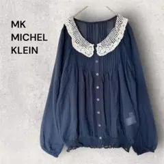 ミッシェルクラン　エレガント レース襟 シフォンブラウス　上品　大人かわいい