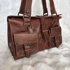 美品✨y2k ブラウン レザー サッチェルバック ミニボストンバック 