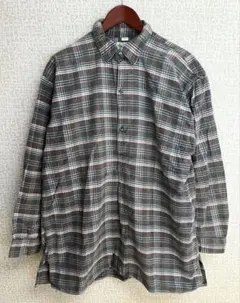 極美品】45R 45rpm ハケ目ブラウス チェック柄 長袖 コットン100