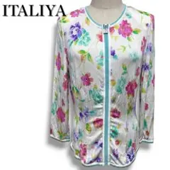ITALIYA 花柄ノーカラー薄手カーディガン 長袖 ジップアップ XL 13のサムネイル