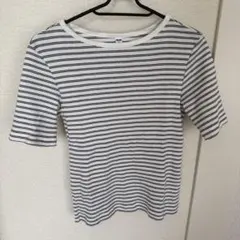 UNIQLO リブボートネックT 半袖ボーダーTシャツ Mサイズ