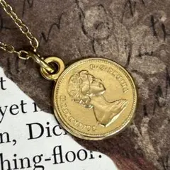 80s ヴィンテージ コイン ネックレス エリザベス2世 アメリカ ゴールド