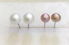 04 淡水パール ピアス 2色セット 本真珠 アレルギー対応