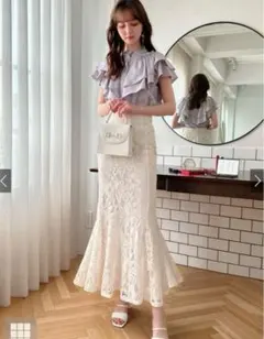 GRL 花柄レースマーメイドスカート[nh54] アイボリー S