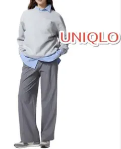 【美品】UNIQLO タックワイドパンツ 丈長め XXL グレー