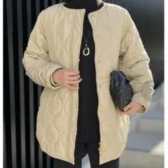 エマテイラー　キルティングコート　フード　ボア　2way ノーカラー