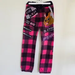 【訳あり】ラブレボリューション ロック チェック柄 スウェットパンツ 130