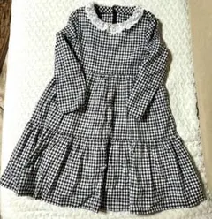 超美品★BEBE★べべ　ギンガムチェック　襟レースフリル　ワンピース　110