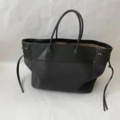美品　Mila Owen サイドフリンジキャンバストートバッグ 黒　A4