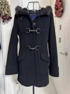 バーバリー　ファー付きダッフルコート ブラック　レディース　【サイズ40】