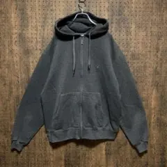 Champion チャンピオン　ジップアップ　パーカー　　刺繍　灰　2ds78