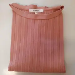 pink adobe ribbed knit 5-sleeve sweater M pink