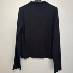 リブ素材 ブラック 長袖Tシャツ LLサイズ