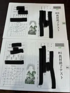公文終了テスト　国語　H教材　H1H2 HⅠ HⅡ くもん